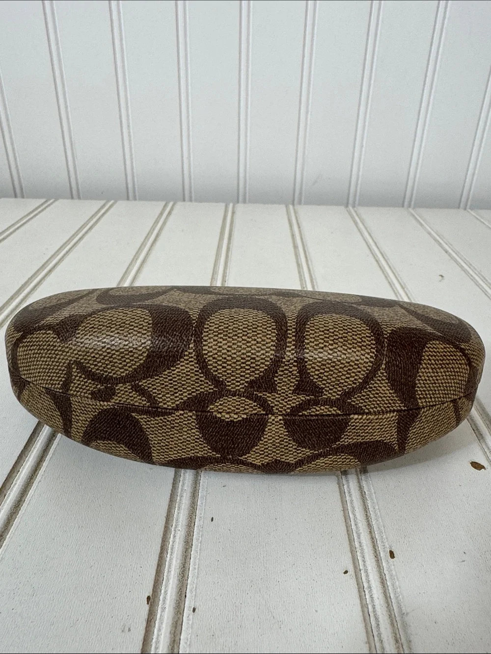Coach CC Hard Clamshell Eye Glass Case‎ ONLY lens cloth included Brown Tan